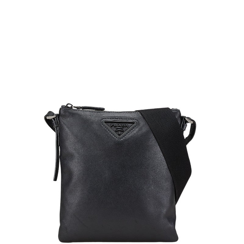 プラダ トライアングルロゴ 斜め掛け ショルダーバッグ 2VH124 ブラック レザー レディース PRADA 【中古】