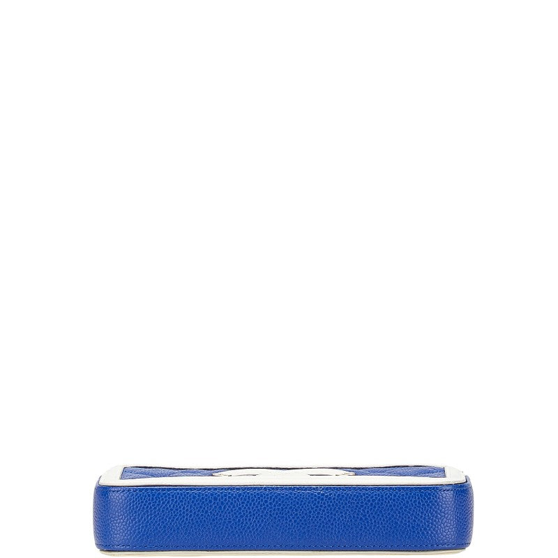 シャネル ココマーク トリコロール ショルダーバッグ ネイビー ホワイト キャビアスキン レディース CHANEL 【中古】