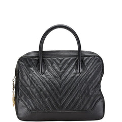 シャネル シェブロン Vステッチ ハンドバッグ ブラック キャビアスキン レディース CHANEL 【中古】