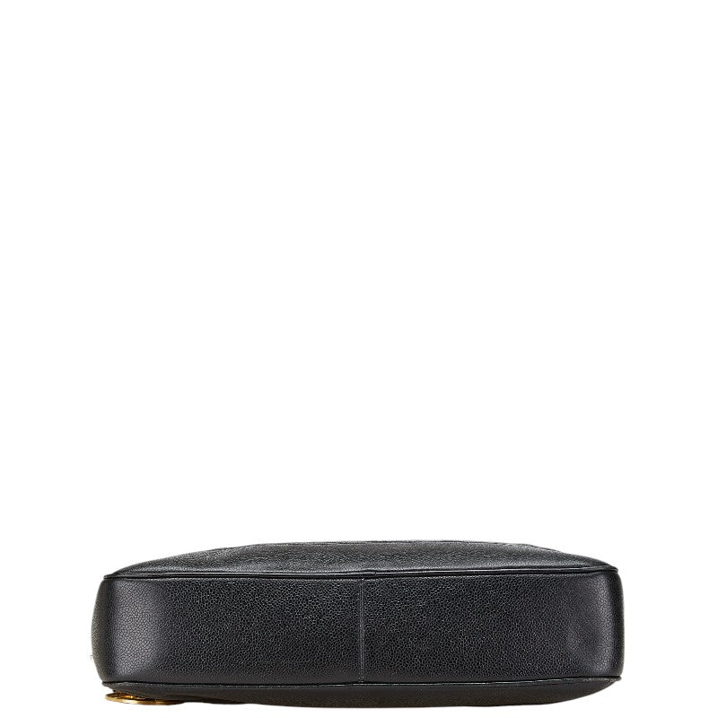 シャネル シェブロン Vステッチ ハンドバッグ ブラック キャビアスキン レディース CHANEL 【中古】