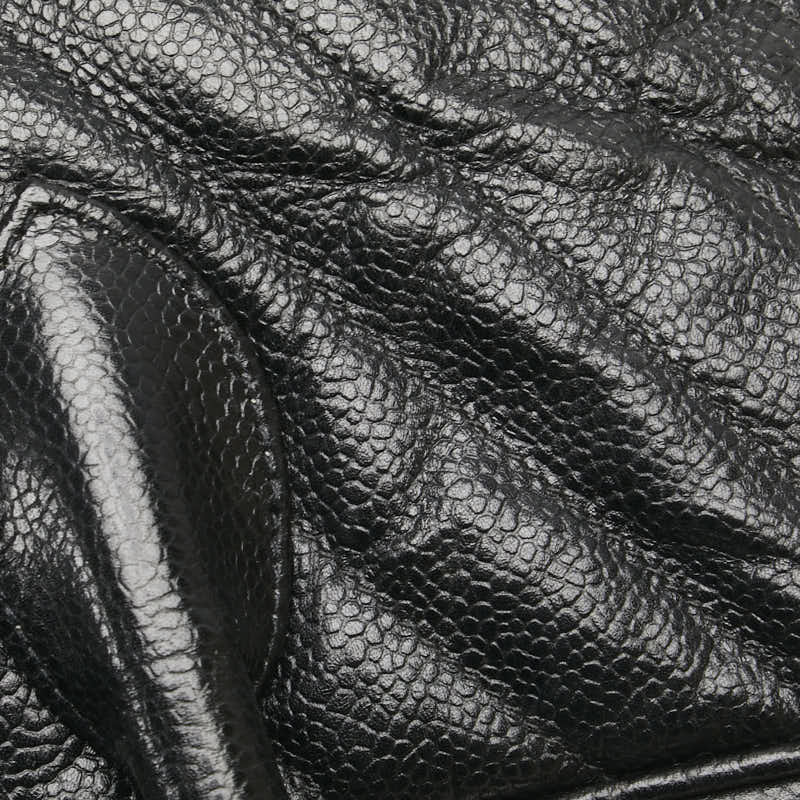 シャネル シェブロン Vステッチ ハンドバッグ ブラック キャビアスキン レディース CHANEL 【中古】