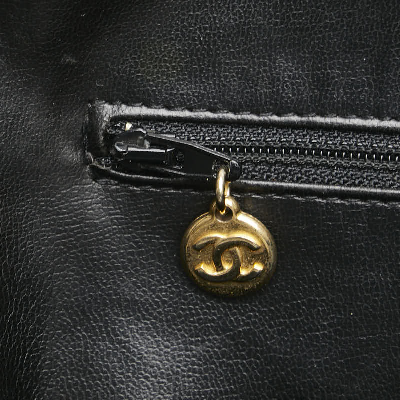 シャネル シェブロン Vステッチ ハンドバッグ ブラック キャビアスキン レディース CHANEL 【中古】