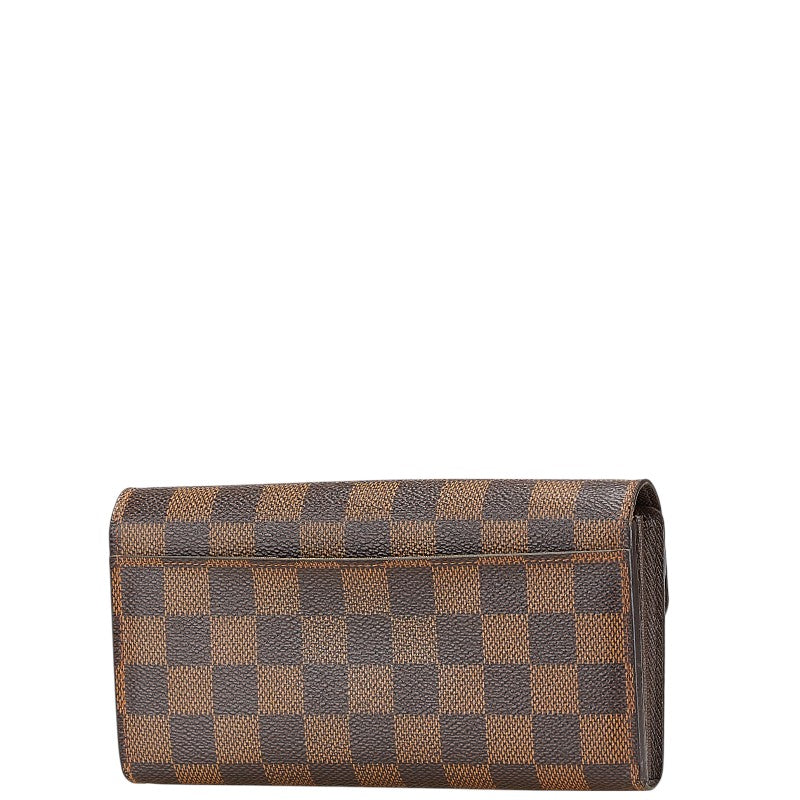 ルイ ヴィトン ダミエ ポルトフォイユ サラ 長財布 N63209 ブラウン PVC レザー レディース LOUIS VUITTON 【中古】