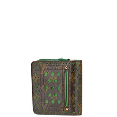 ルイ ヴィトン モノグラム ペルフォ 二つ折り財布 M95218 ヴェール ブラウン グリーン PVC レザー レディース LOUIS VUITTON 【中古】