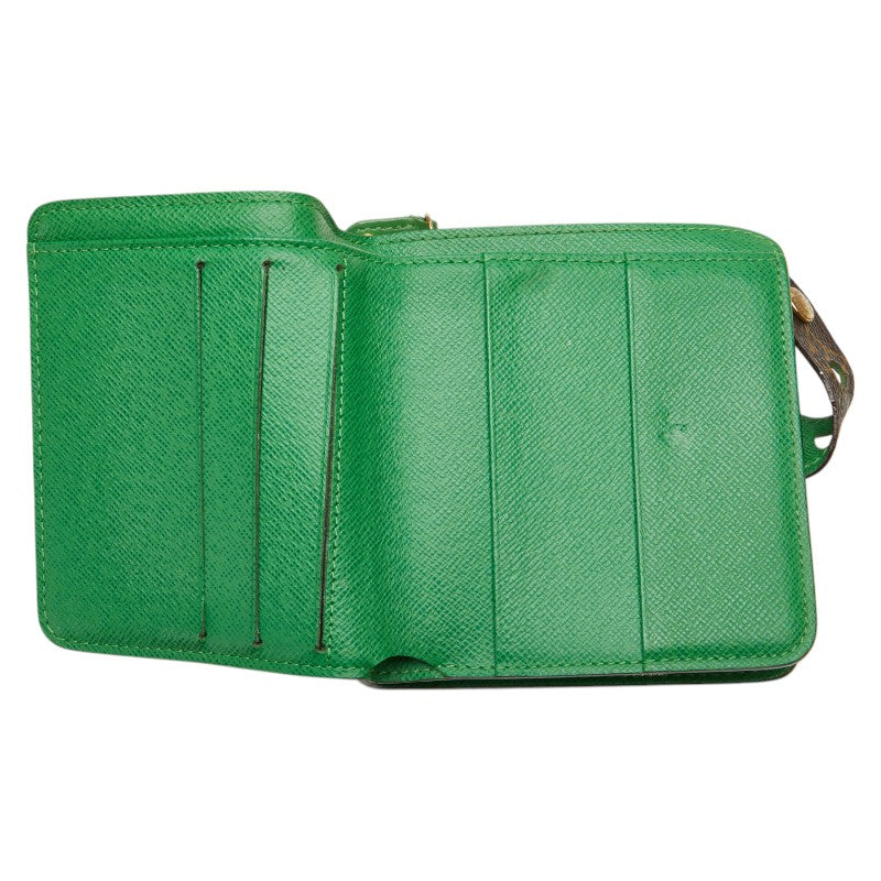 ルイ ヴィトン モノグラム ペルフォ 二つ折り財布 M95218 ヴェール ブラウン グリーン PVC レザー レディース LOUIS VUITTON 【中古】