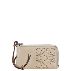 ロエベ アナグラム コインケース ベージュ レザー レディース LOEWE 【中古】