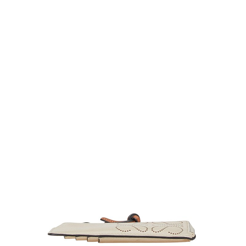 ロエベ アナグラム コインケース ベージュ レザー レディース LOEWE 【中古】