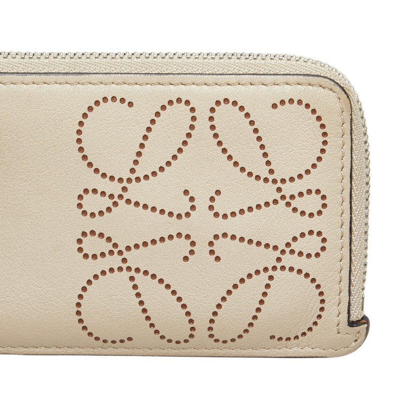 ロエベ アナグラム コインケース ベージュ レザー レディース LOEWE 【中古】