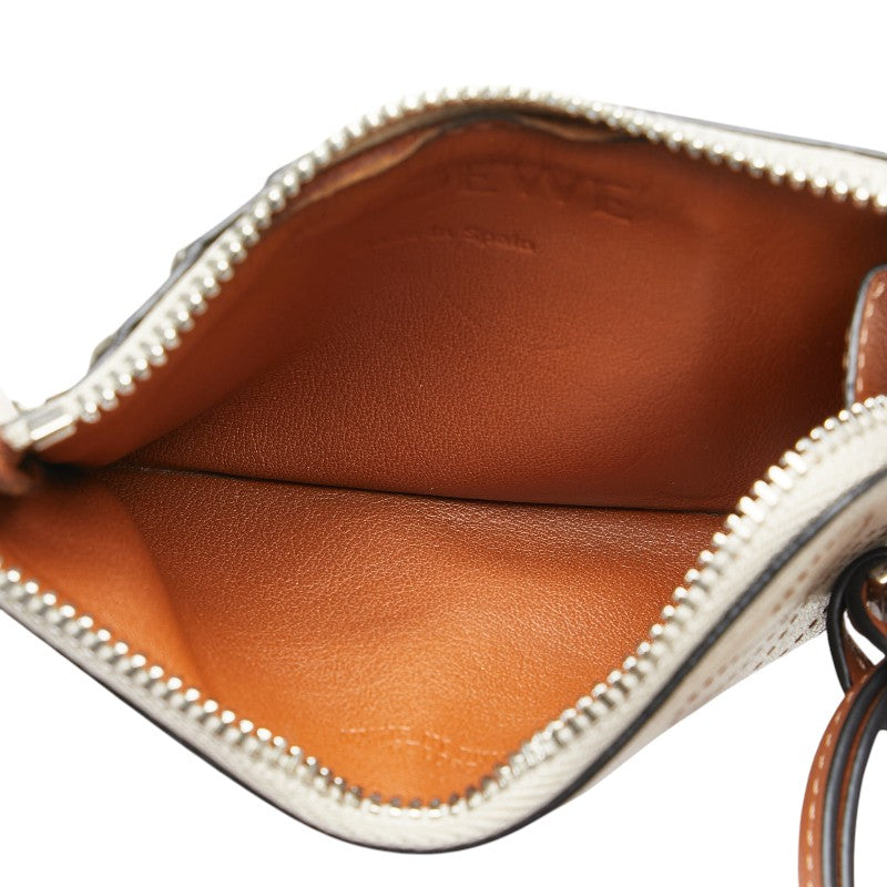 ロエベ アナグラム コインケース ベージュ レザー レディース LOEWE 【中古】