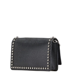 フェンディ カーリト スタッズ ショルダーバッグ ブラック レザー レディース FENDI 【中古】