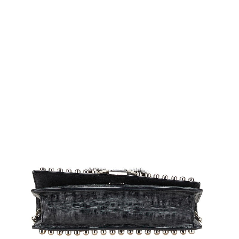 フェンディ カーリト スタッズ ショルダーバッグ ブラック レザー レディース FENDI 【中古】