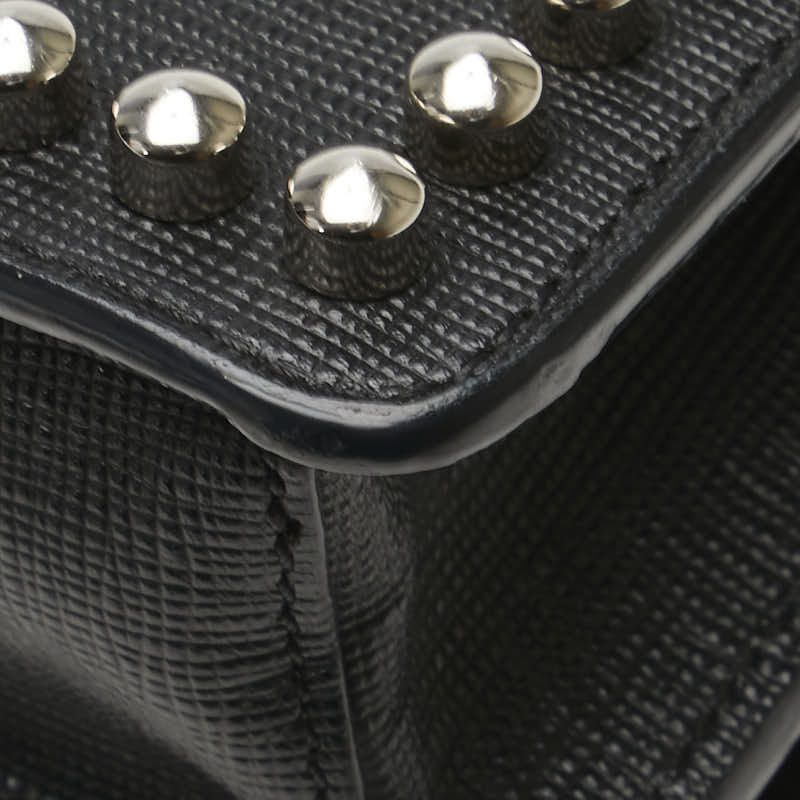 フェンディ カーリト スタッズ ショルダーバッグ ブラック レザー レディース FENDI 【中古】