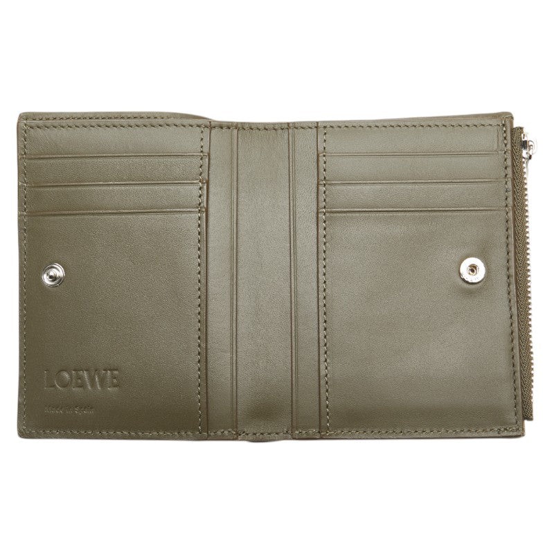 ロエベ スリム コンパクトウォレット 二つ折り財布 C779W73X01 カーキグリーン クラシックカーフ メンズ LOEWE 【中古】