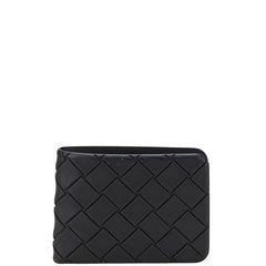 ボッテガヴェネタ イントレチャート 二つ折り財布 ブラック ラバー レディース BOTTEGAVENETA 【中古】