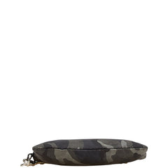プラダ カモフラージュ 迷彩 ポーチ コインケース ブラック グレー ナイロン レザー メンズ PRADA 【中古】
