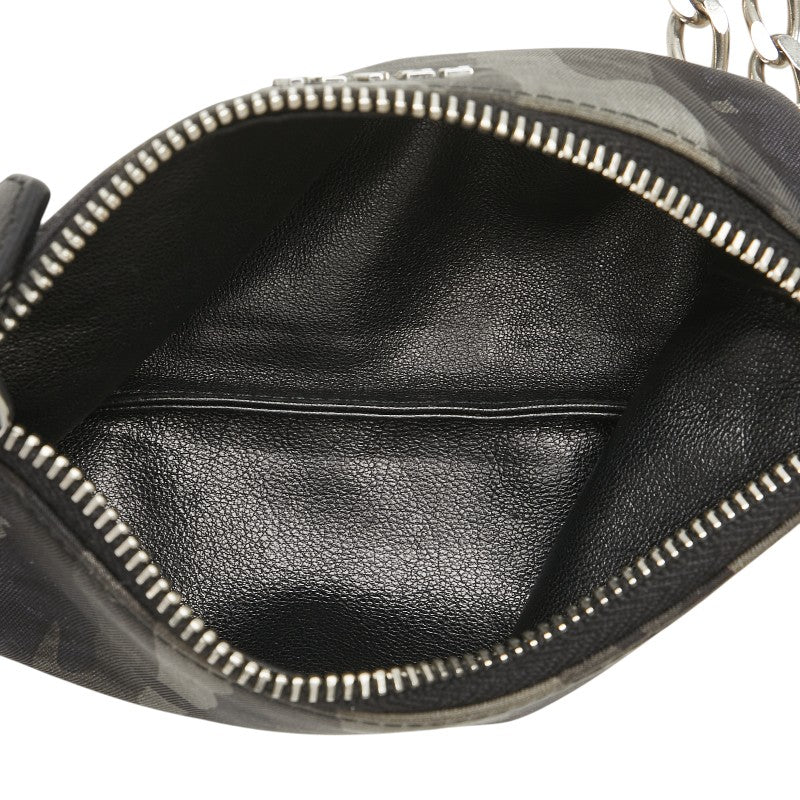 プラダ カモフラージュ 迷彩 ポーチ コインケース ブラック グレー ナイロン レザー メンズ PRADA 【中古】
