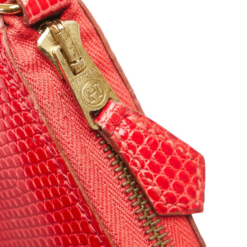 エルメス チャーリー トラベルケース ポーチ レッド リザード レディース HERMES 【中古】