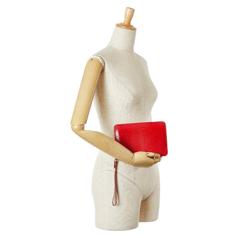 エルメス チャーリー トラベルケース ポーチ レッド リザード レディース HERMES 【中古】