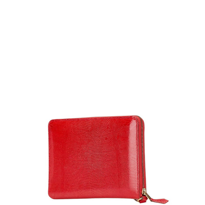 エルメス チャーリー トラベルケース ポーチ レッド リザード レディース HERMES 【中古】