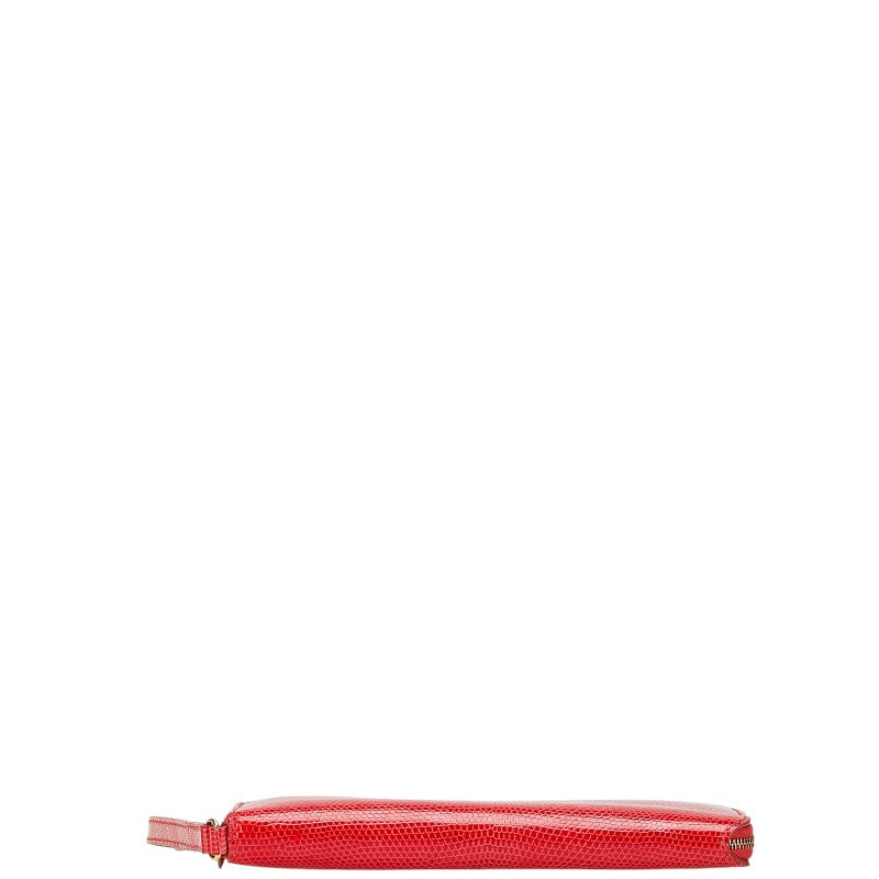 エルメス チャーリー トラベルケース ポーチ レッド リザード レディース HERMES 【中古】