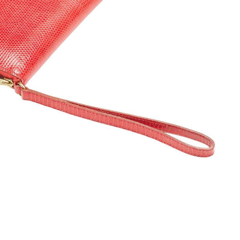 エルメス チャーリー トラベルケース ポーチ レッド リザード レディース HERMES 【中古】