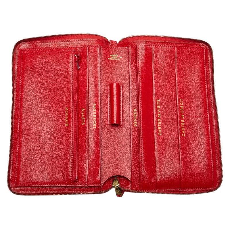 エルメス チャーリー トラベルケース ポーチ レッド リザード レディース HERMES 【中古】