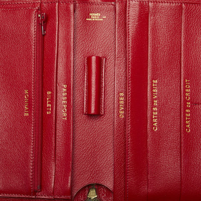 エルメス チャーリー トラベルケース ポーチ レッド リザード レディース HERMES 【中古】