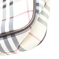 バーバリー ノバチェック 斜め掛け ショルダーバッグ ベージュ ブラウン キャンバス レザー レディース BURBERRY 【中古】