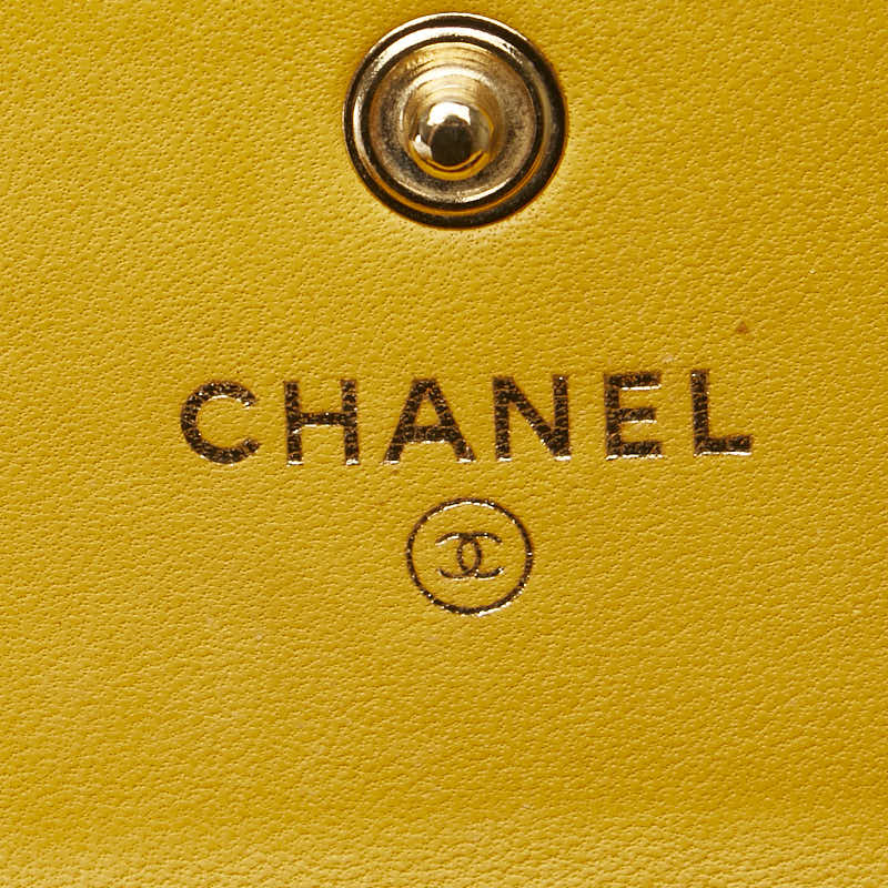 シャネル マトラッセ ココマーク コインケース カードケース イエロー ブラウン ラムスキン レディース CHANEL 【中古】