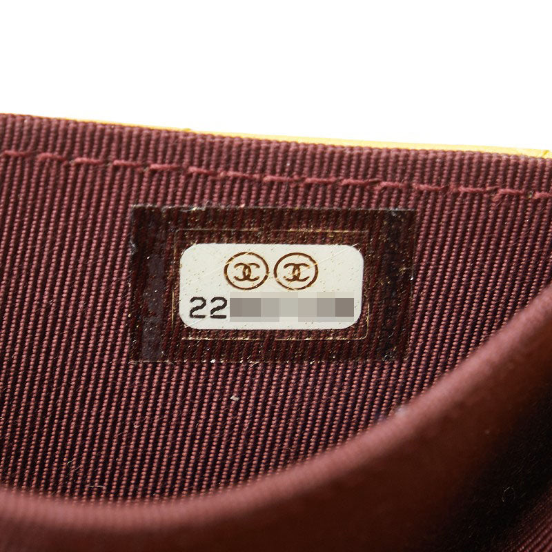 シャネル マトラッセ ココマーク コインケース カードケース イエロー ブラウン ラムスキン レディース CHANEL 【中古】