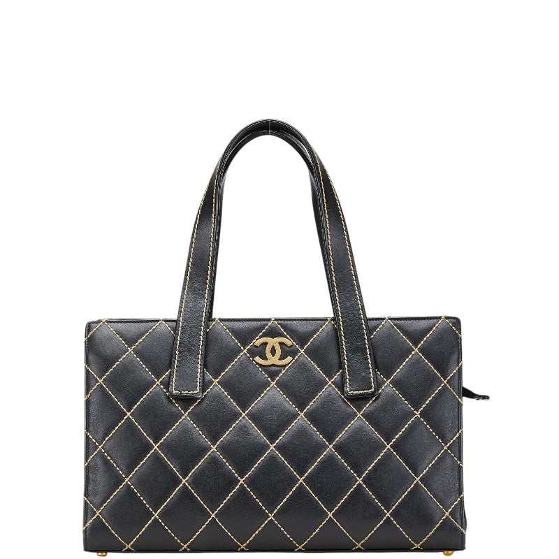 シャネル マトラッセ ワイルドステッチ ココマーク ハンドバッグ トートバッグ ブラック レザー レディース CHANEL 【中古】