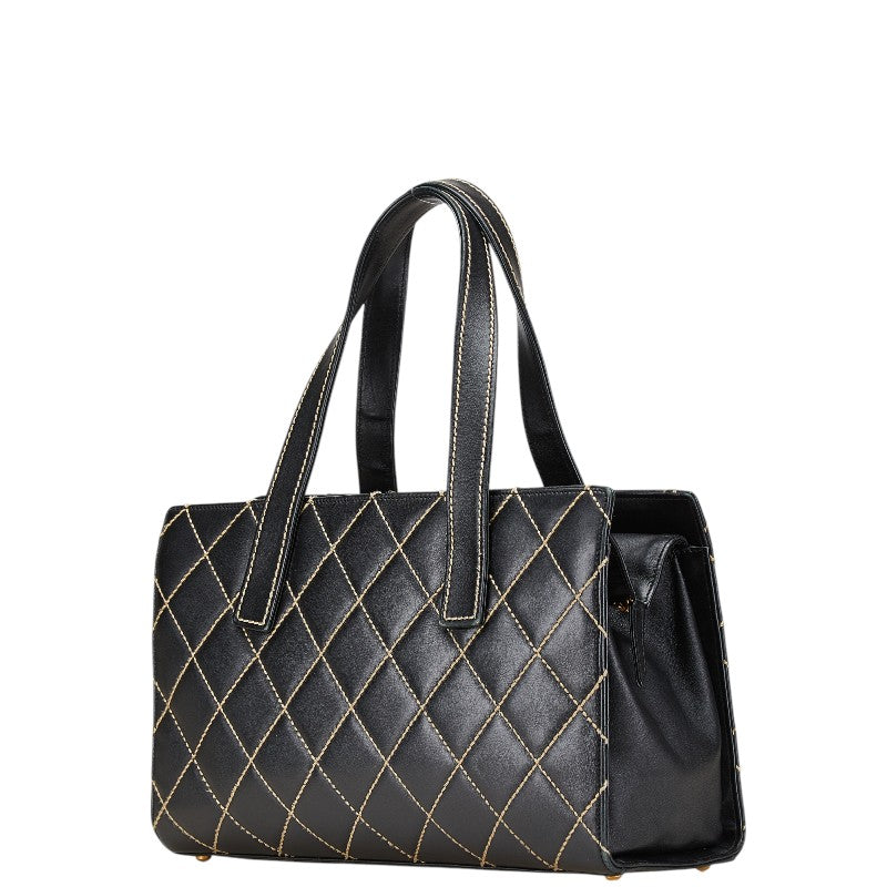 シャネル マトラッセ ワイルドステッチ ココマーク ハンドバッグ トートバッグ ブラック レザー レディース CHANEL 【中古】