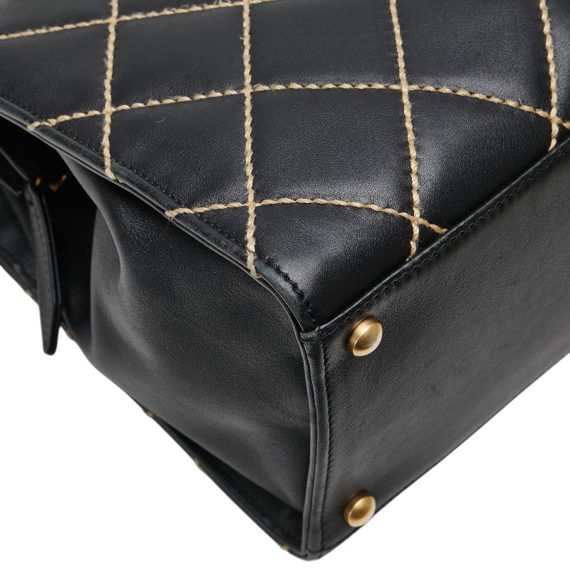 シャネル マトラッセ ワイルドステッチ ココマーク ハンドバッグ トートバッグ ブラック レザー レディース CHANEL 【中古】
