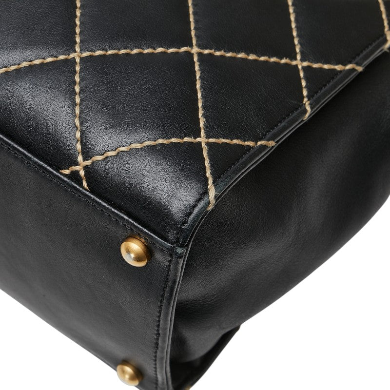 シャネル マトラッセ ワイルドステッチ ココマーク ハンドバッグ トートバッグ ブラック レザー レディース CHANEL 【中古】