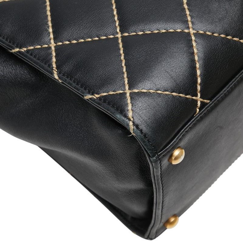 シャネル マトラッセ ワイルドステッチ ココマーク ハンドバッグ トートバッグ ブラック レザー レディース CHANEL 【中古】