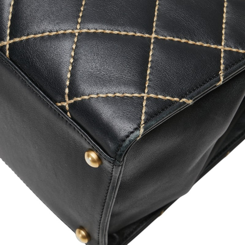シャネル マトラッセ ワイルドステッチ ココマーク ハンドバッグ トートバッグ ブラック レザー レディース CHANEL 【中古】