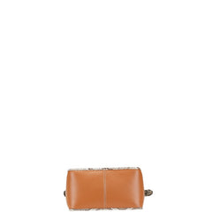 トッズ T タイムレス パイソン型押し ショルダーバッグ アイボリー ブラウン レザー キャンバス レディース TOD’S 【中古】