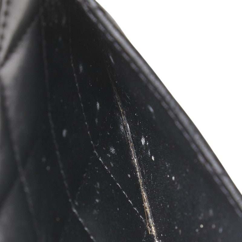 シャネル カンボンライン ココマーク 長財布 ラウンドファスナー ブラック ラムスキン エナメル レディース CHANEL 【中古】