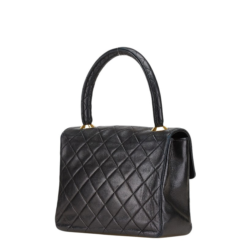 シャネル マトラッセ ココマーク ハンドバッグ ブラック ラムスキン レディース CHANEL 【中古】
