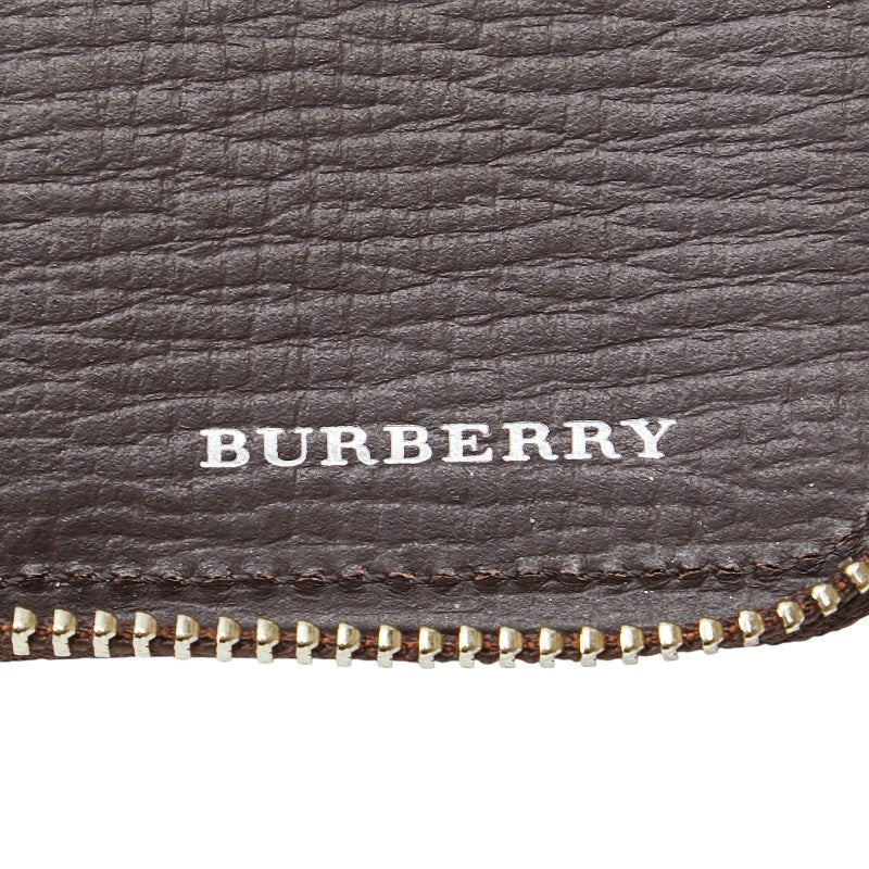 バーバリー ノバチェック 二つ折り財布 キーケース ブラウン レザー メンズ BURBERRY 【中古】