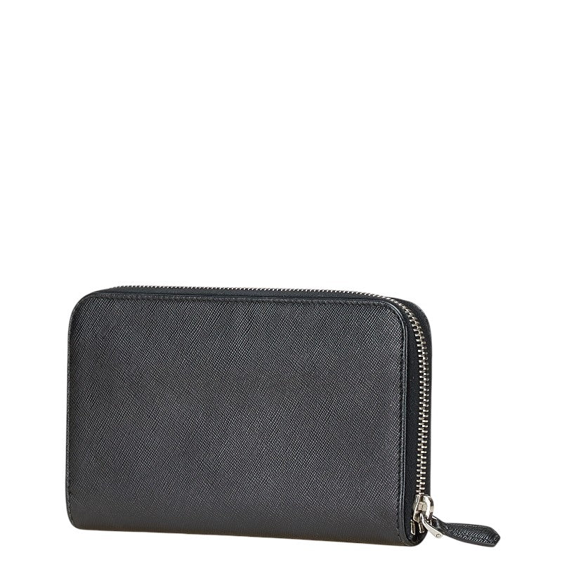 プラダ 三角ロゴプレート 長財布 ラウンドファスナー ブラック レザー メンズ PRADA 【中古】