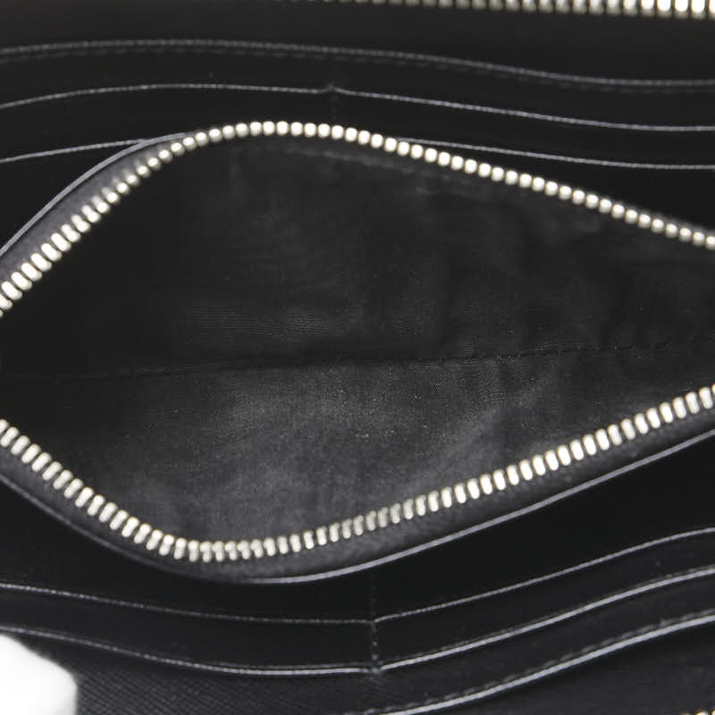 プラダ 三角ロゴプレート 長財布 ラウンドファスナー ブラック レザー メンズ PRADA 【中古】