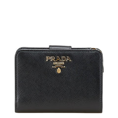 プラダ 二つ折り財布 1ML018 ブラック レザー レディース PRADA 【中古】