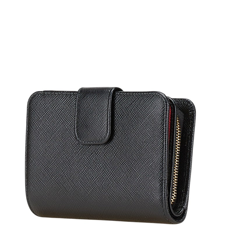 プラダ 二つ折り財布 1ML018 ブラック レザー レディース PRADA 【中古】