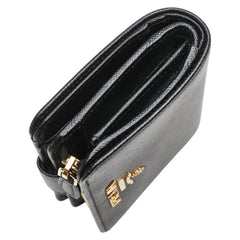 プラダ 二つ折り財布 1ML018 ブラック レザー レディース PRADA 【中古】