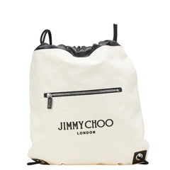ジミーチュウ リュック ナップサック ベージュ ブラック キャンバス レザー レディース JIMMY CHOO 【中古】