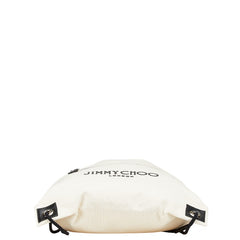 ジミーチュウ リュック ナップサック ベージュ ブラック キャンバス レザー レディース JIMMY CHOO 【中古】