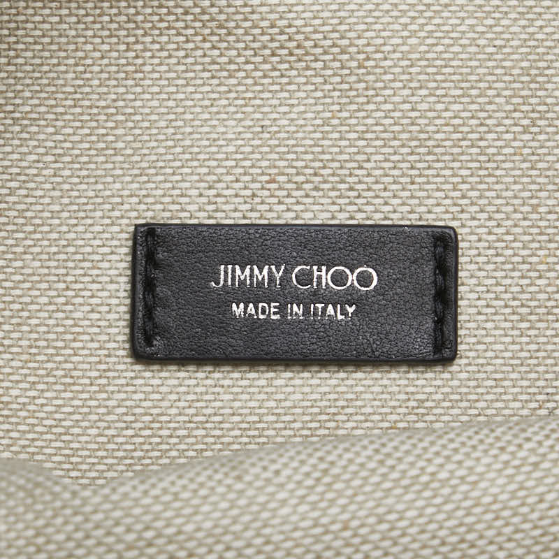 ジミーチュウ リュック ナップサック ベージュ ブラック キャンバス レザー レディース JIMMY CHOO 【中古】