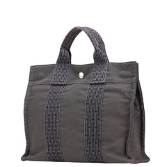 エルメス エールライン トートPM ハンドバッグ トートバッグ グレー キャンバス レディース HERMES 【中古】