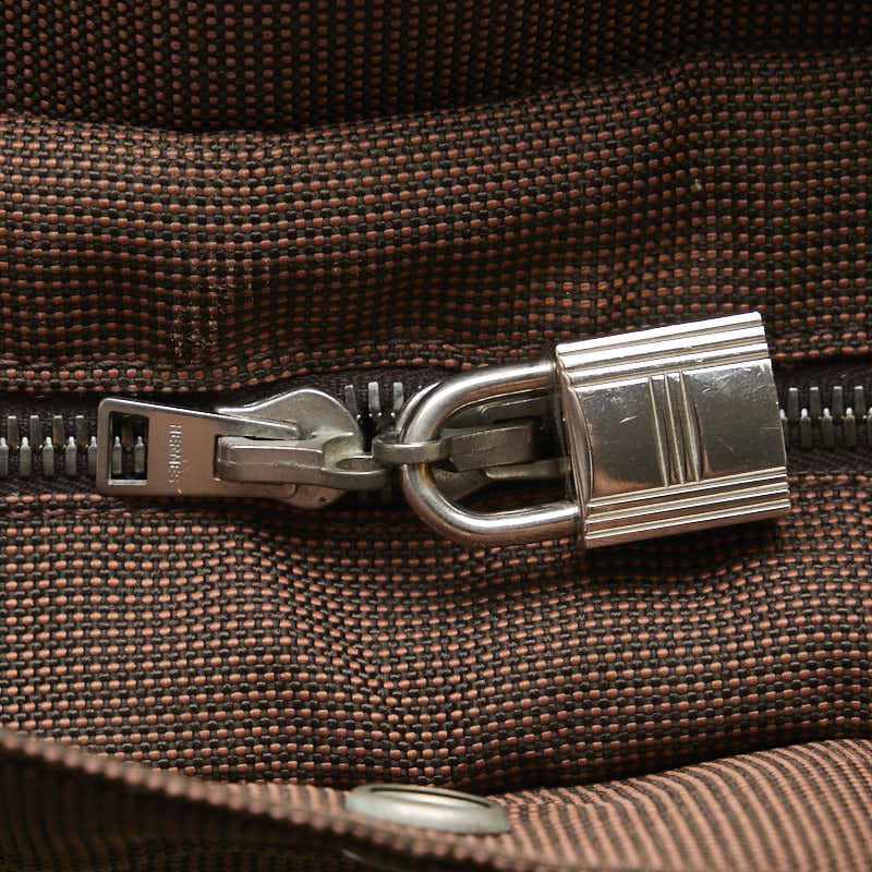 エルメス エールライン トートMM トートバッグ ハンドバッグ ブラウン キャンバス レディース HERMES 【中古】